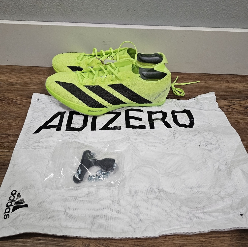 New Spikes + Tool adidas Adizero Prime SP 3 Strung Lucid Lemon Black Mens Sz 7.5